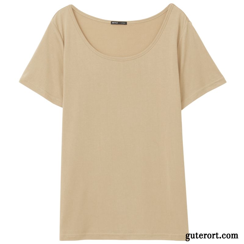 T-shirts Damen Großem Kragen Lose Sommer Neu Khaki Weiß