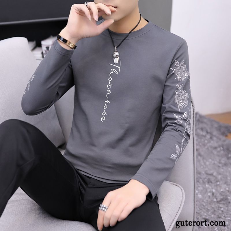 T-shirts Herren Unteres Hemd Schlank Trend Hoodies Europa Feder Weiß