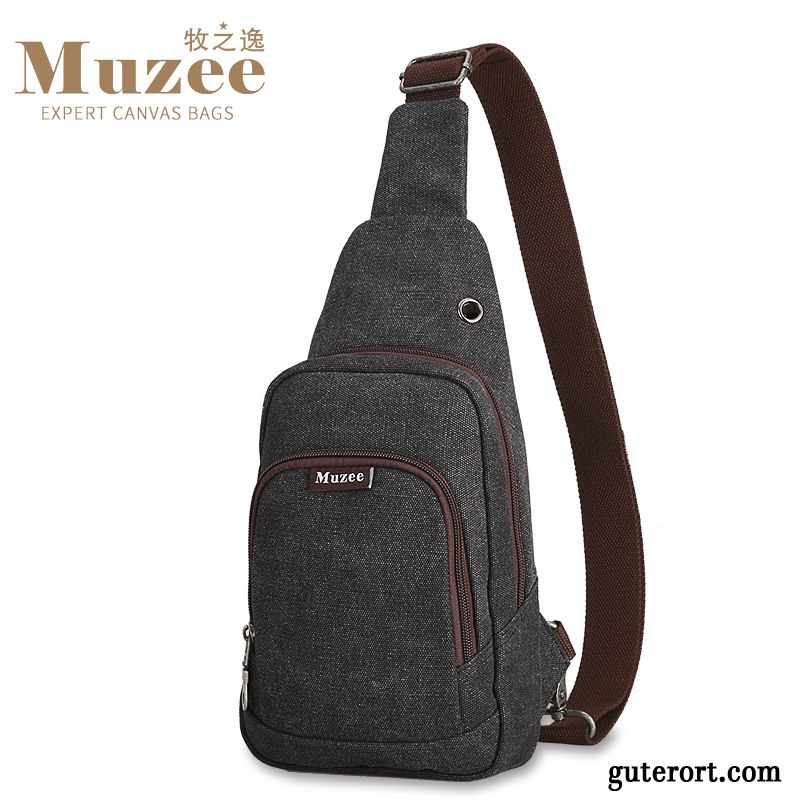 Umhängetaschen Herren Brusttasche Sport Freizeit Gürteltasche Leinwand Mode Grau