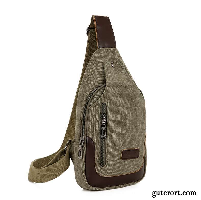 Umhängetaschen Herren Trend Mini Freizeit Leinwand Student All Match Khaki