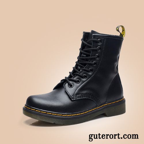 Winter Schnürstiefel Damen Billig, Schwarze Flache Meeresgrün