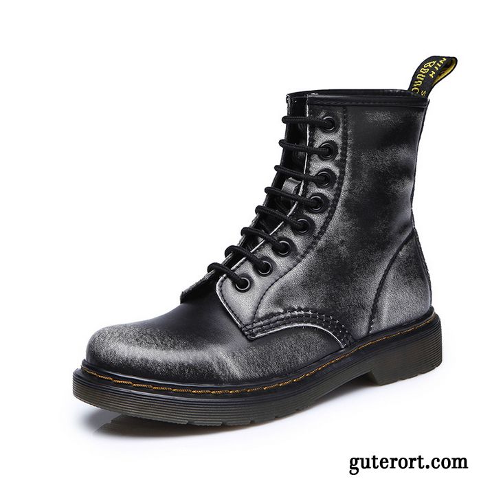 Winter Schnürstiefel Damen Billig, Schwarze Flache Meeresgrün