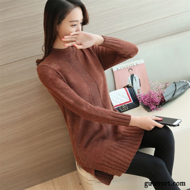 Winter Strickpullover Damen Billig, Cardigan Damen Weiß Gestreift