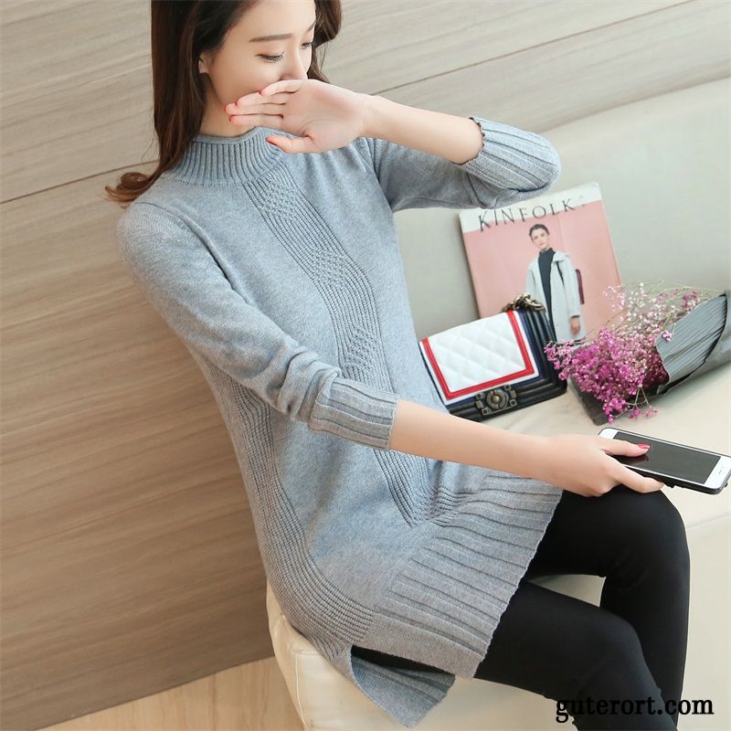 Winter Strickpullover Damen Billig, Cardigan Damen Weiß Gestreift