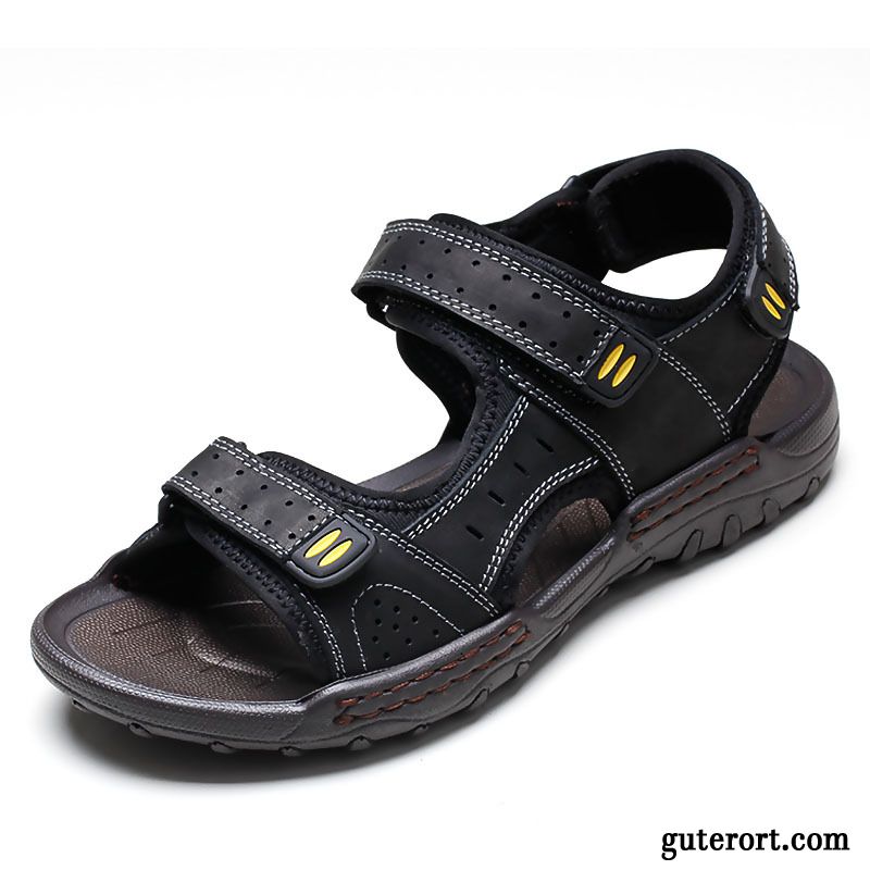 Zehensandalen Herren Leder Gestreift, Mode Sandalen Herren