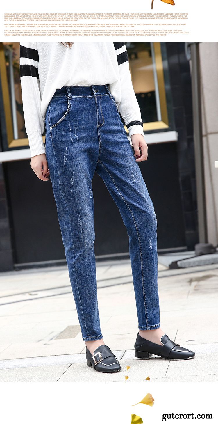 Jeans Damen Große Größe Plus Länge Schmales Bein Hohe Taille Lange Harlan Blau
