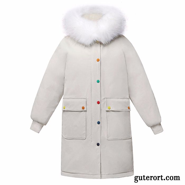 Baumwolle Mantel Damen Allgleiches Freizeit Mode Europa Persönlichkeit Groß Weiß Beige