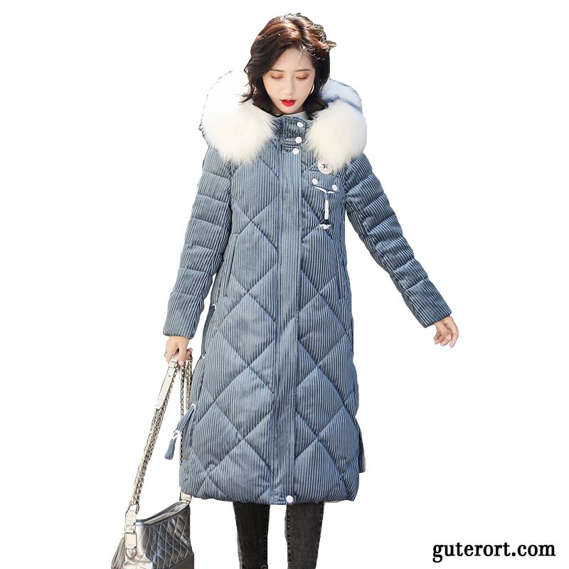 Baumwolle Mantel Damen Winter Herbst Warme Mehrfarbig Mode Gemütlich Blau