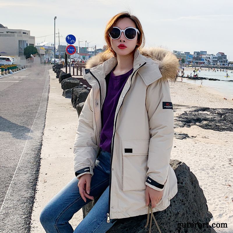 Baumwolle Mantel Damen Winterkleidung Schüler Überzieher Europa Neu Trend Weiß