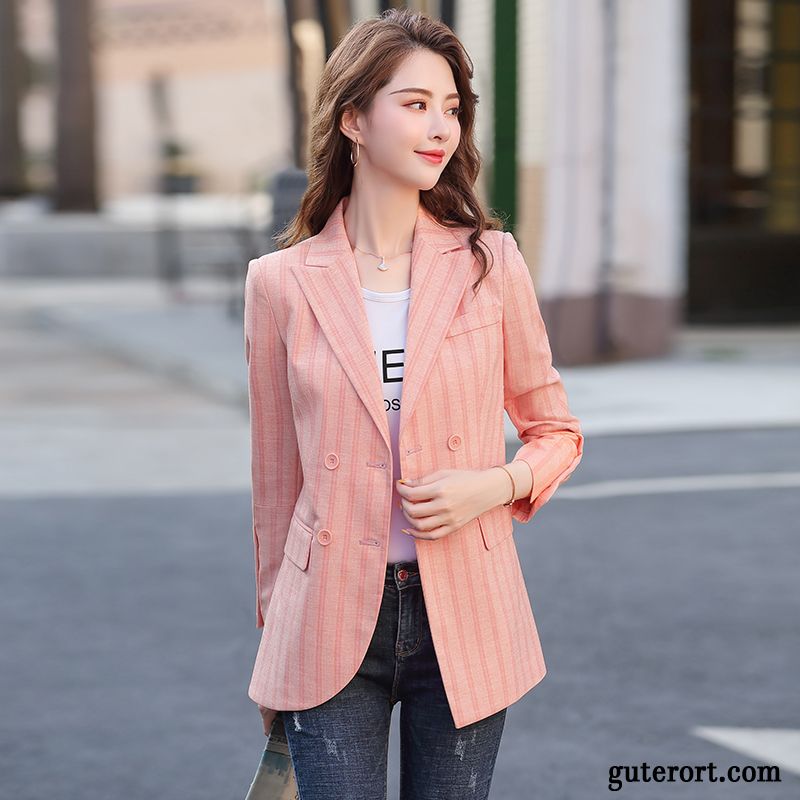 Blazer Damen Anzüge England Mode Temperament Freizeit Mantel Rosa