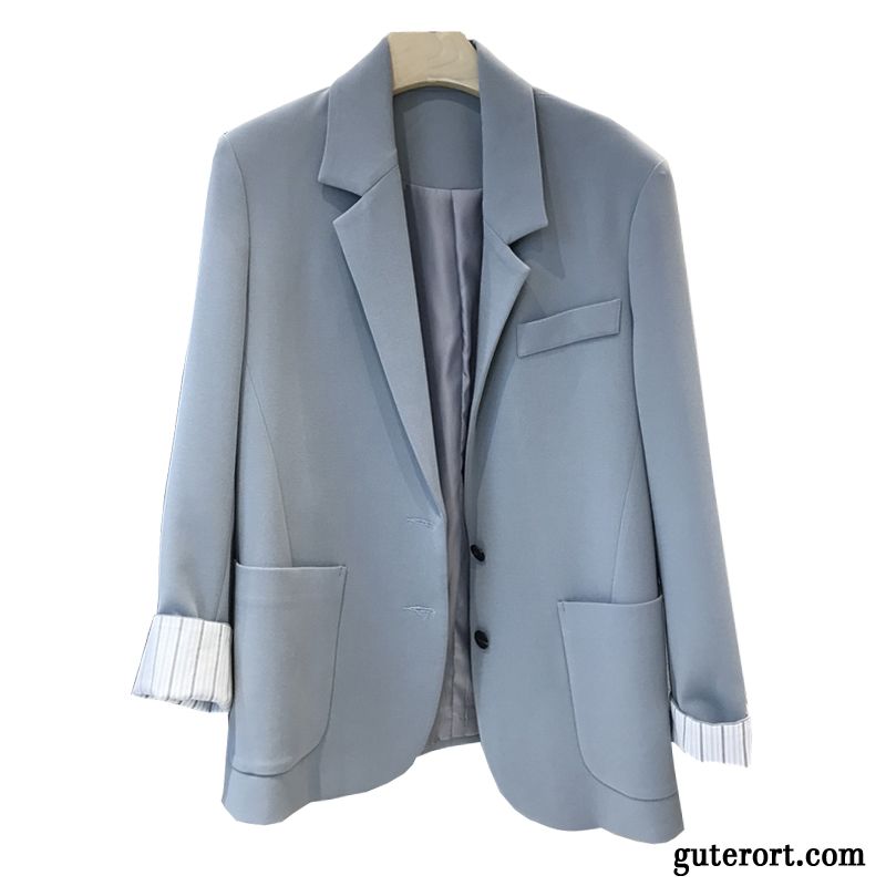 Blazer Damen Anzüge Temperament Europa Lose Schlank Neu Hellblau