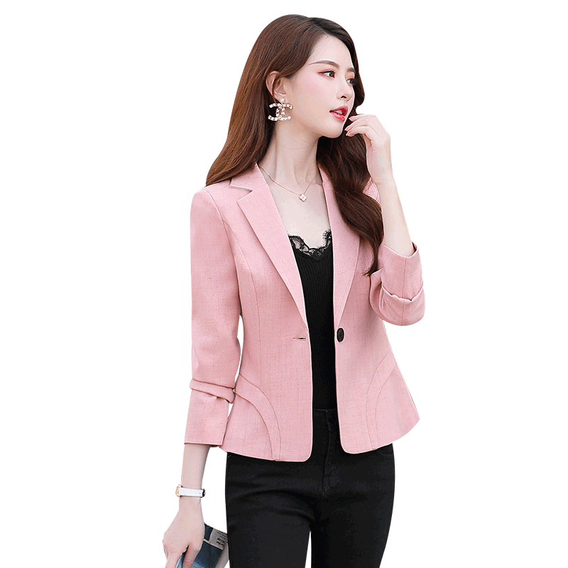 Blazer Damen Herbst Neu Anzüge Feder Kurzer Absatz Mantel Rosa