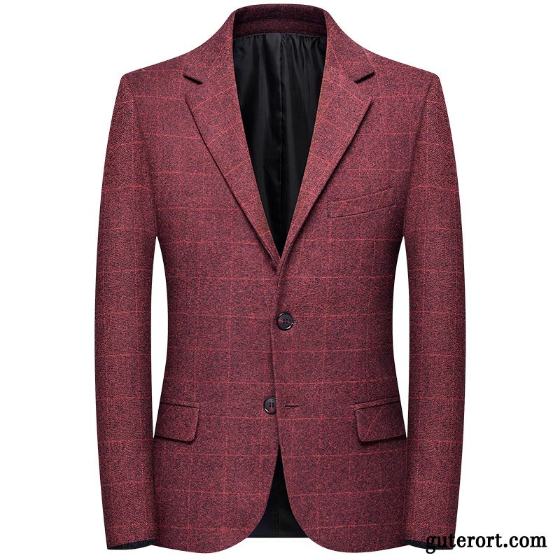 Blazer Herren Freizeit Anzüg Schlank Feder Neu Herbst Rot