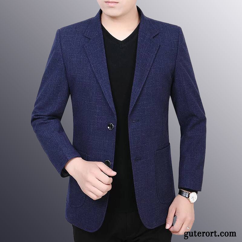 Blazer Herren Herbst Überzieher Trend Neu Kostüm Schlank Blau