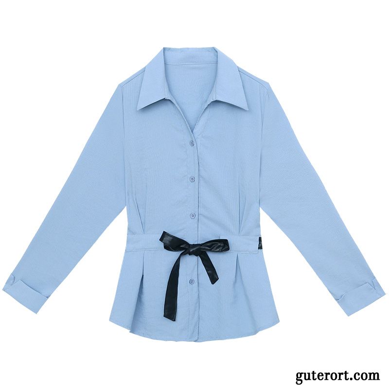 Blusen Damen Neu Dünn Mantel Herbst Trend Blau