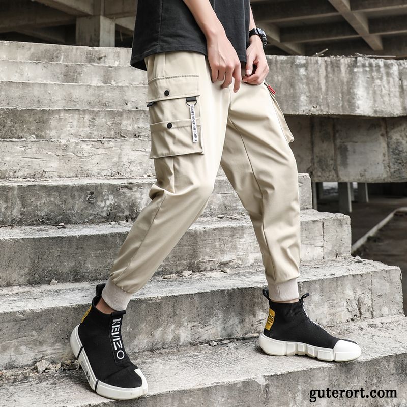 Cargohose Herren Allgleiches Schmales Bein Gerade Lange Feder Europa Beige