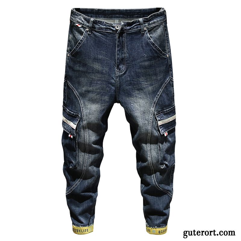 Cargohose Herren Herbst Schlank Lange Jeans Trend Neu Marineblau