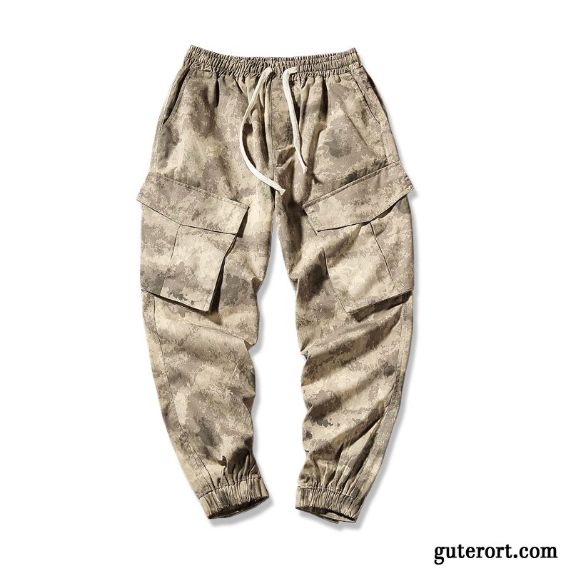 Cargohose Herren Jugend Werkzeugbau Retro Trend Große Größe Fett Camouflage Sandfarben