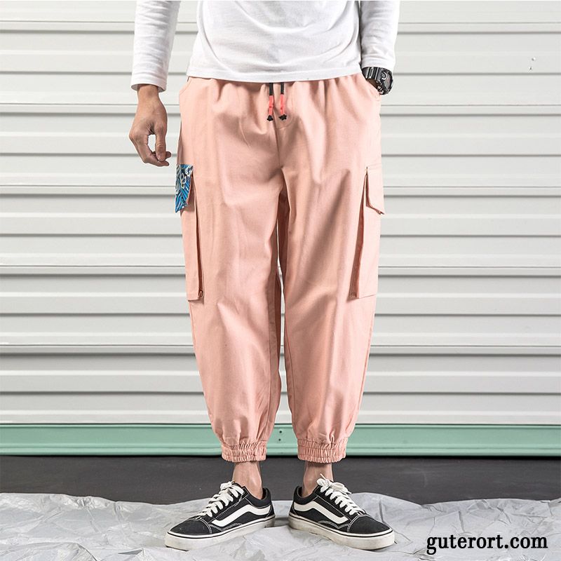 Cargohose Herren Trend Schüler Große Größe Neunte Hose Werkzeugbau Weites Bein Rosa