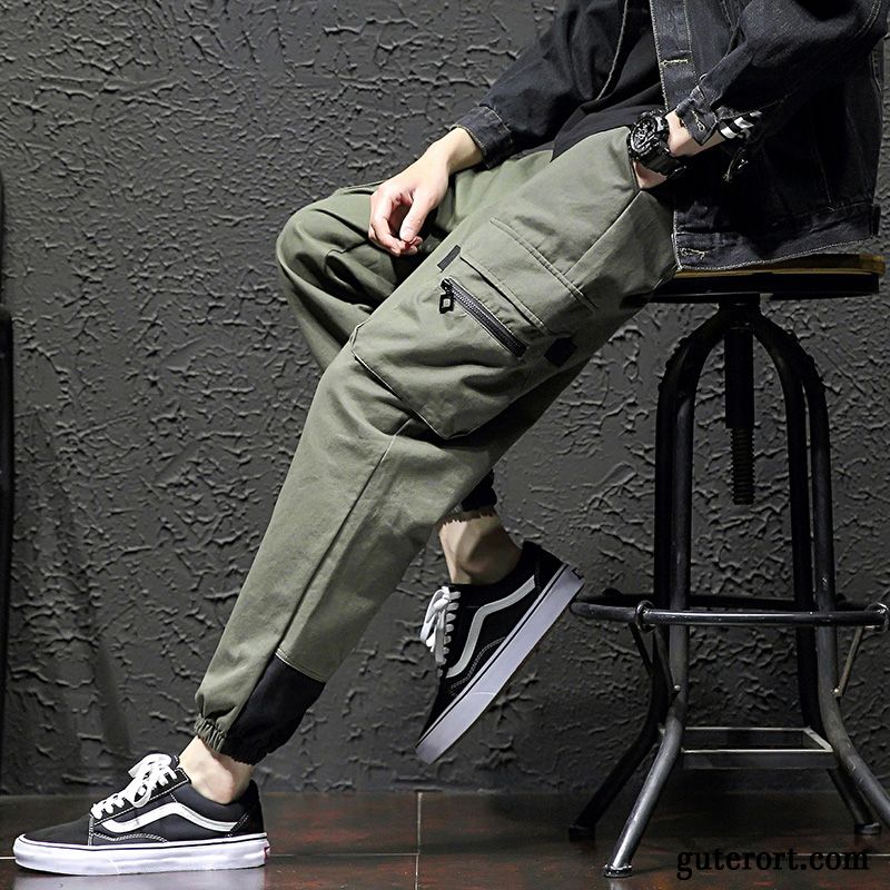 Cargohose Herren Werkzeugbau Fett Lose Trend Freizeit Neunte Hose Army Grün