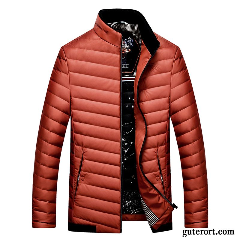 Daunen Winterjacke Herren Daunenjacken Orangenfarbig, Daunenjacke Ski Herren