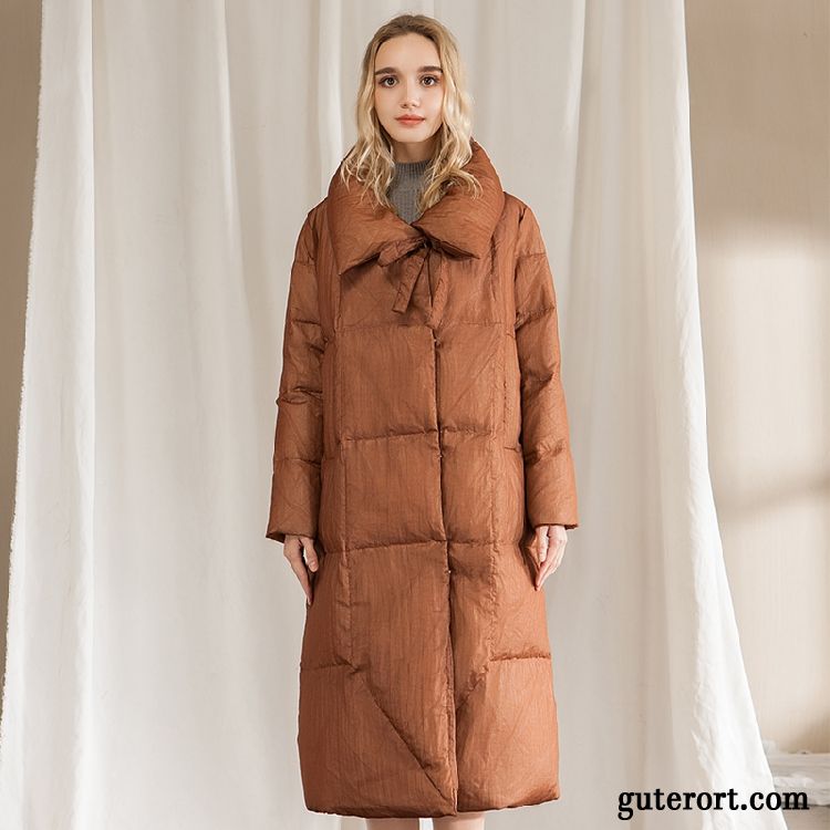 Daunenjacken Damen Lange Ärmel Gemütlich Trend Freizeit Elegant Mode Karamell Farbe