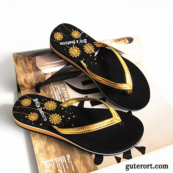 Flip Flops Damen Casual Schuhe Rutschsicher Sommer Flache Pantolette Sandfarben Silber Weiß Gold