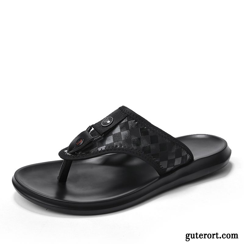 Flip Flops Herren Allgleiches Europa Sommer Casual Rutschsicher Sandalen Sandfarben Schwarz