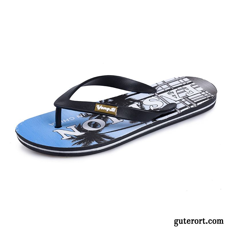 Flip Flops Herren Hausschuhe Sommer Neue Mode Sandalen Rutschsicher Sandfarben Blau