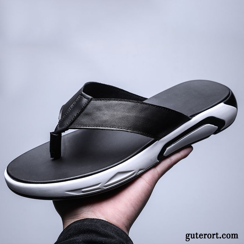 Flip Flops Herren Hausschuhe Trend Neue Sommer Rutschsicher Europa Sandfarben Schwarz