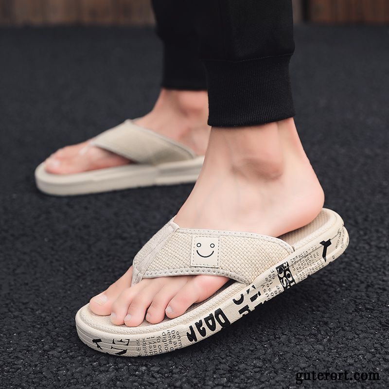 Flip Flops Herren Neue Hausschuhe Rutschsicher Faul Persönlichkeit Sandalen Beige Rot