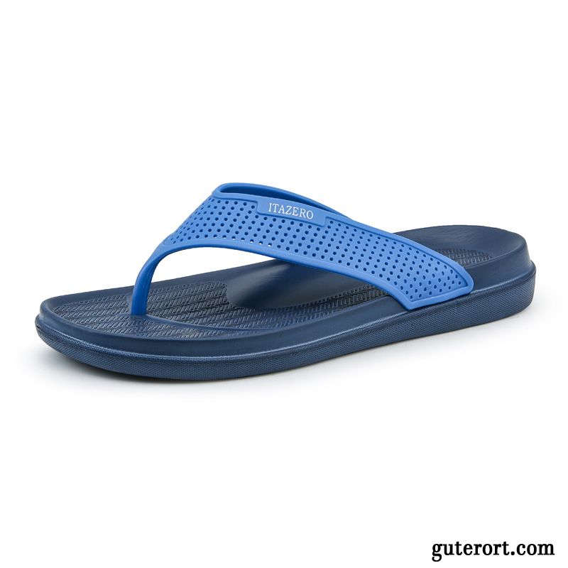 Flip Flops Herren Neue Hausschuhe Sommer Rutschsicher Pantolette Trend Sandfarben Blau