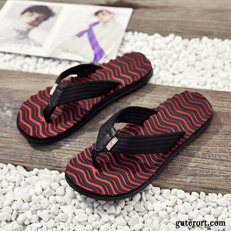 Flip Flops Herren Neue Rutschsicher Dicke Sohle Schuhe Tragen Hausschuhe Sandfarben Rot