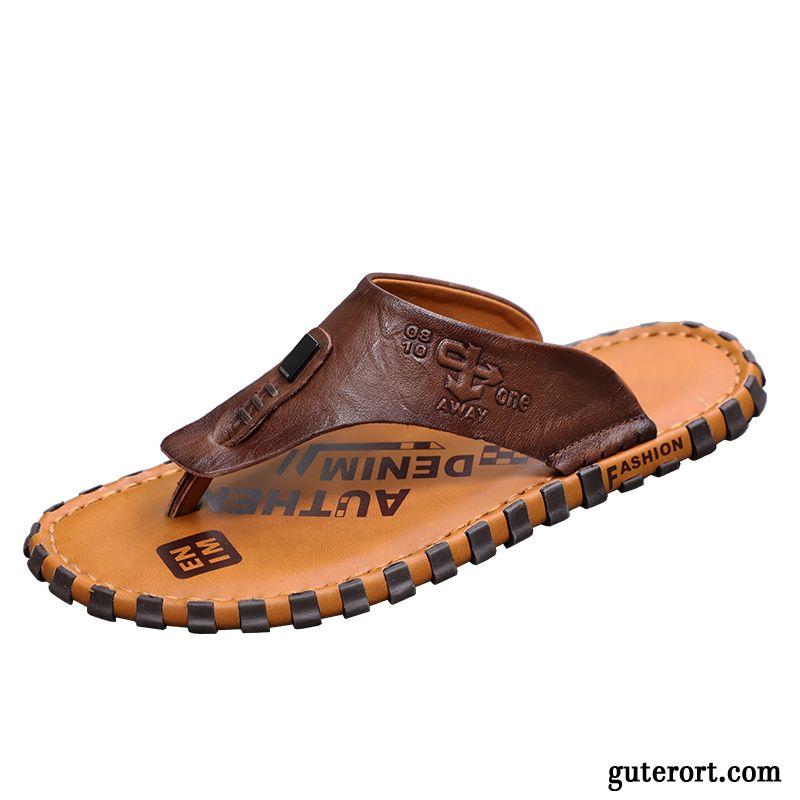 Flip Flops Herren Pantolette Rutschsicher Sommer Sandalen Hausschuhe Trend Sandfarben Braun