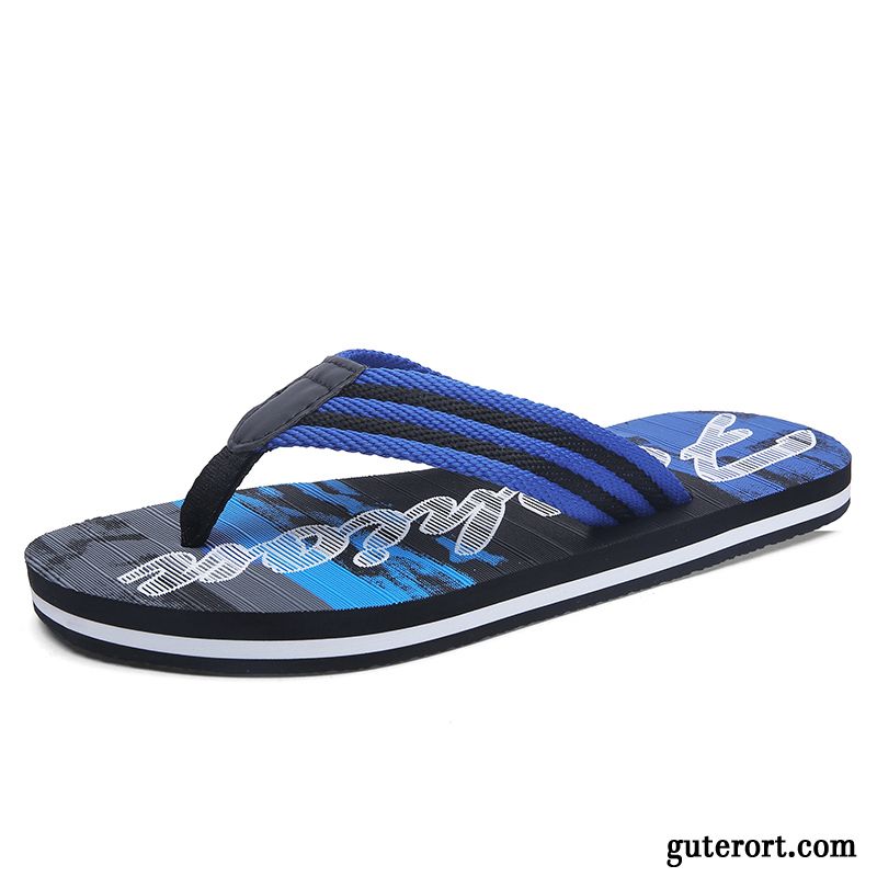 Flip Flops Herren Persönlichkeit Mode Europa Casual Trend Rutschsicher Sandfarben Blau