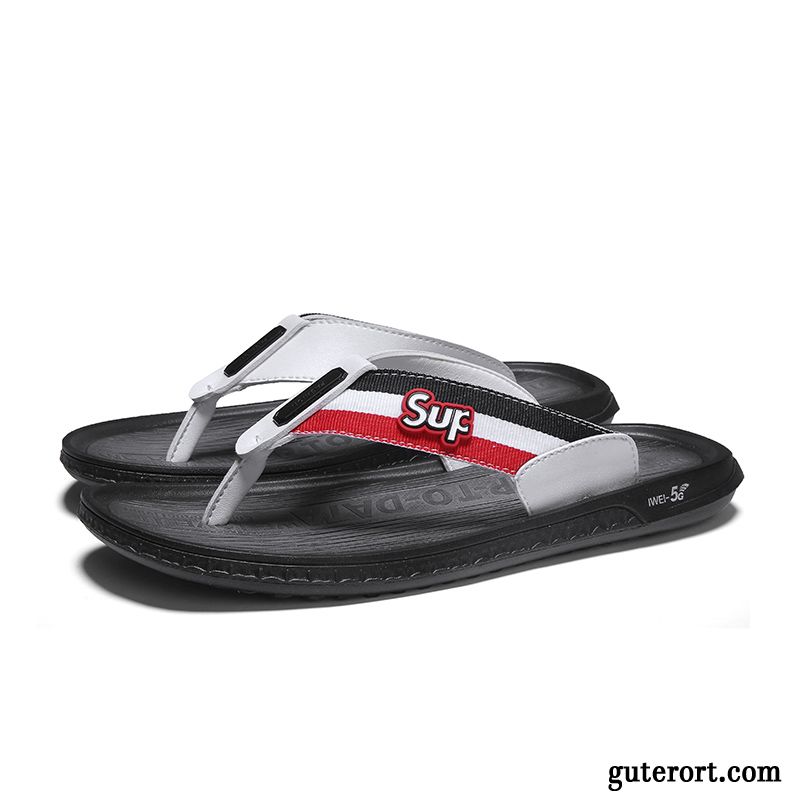 Flip Flops Herren Persönlichkeit Sommer Neue Rutschsicher Trend Sandalen Weiß Rot