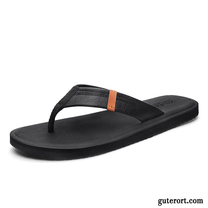 Flip Flops Herren Rutschsicher Draussen Neue Sommer Persönlichkeit Mode Sandfarben Schwarz