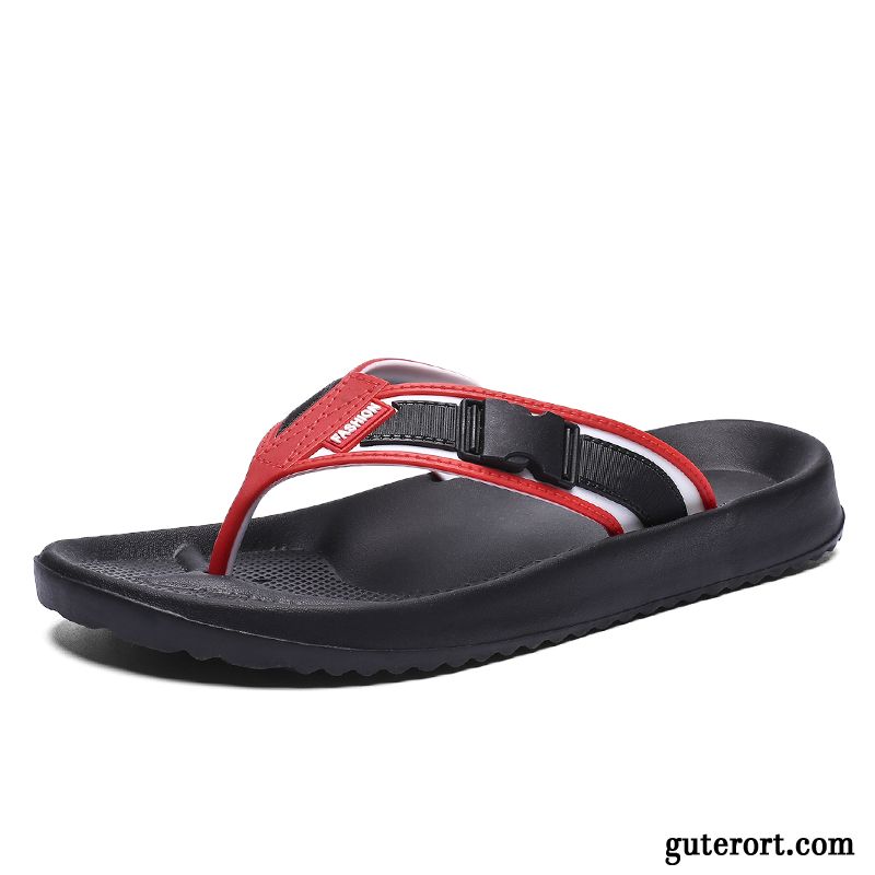 Flip Flops Herren Rutschsicher Sandalen Mode Sommer Trend Schuhe Sandfarben Rot