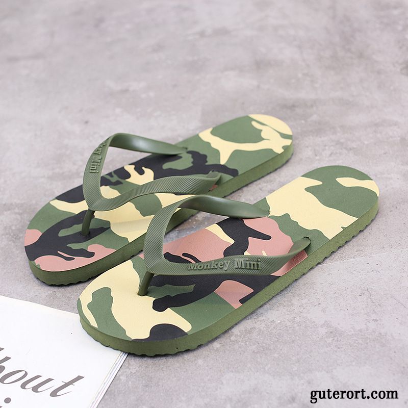 Flip Flops Herren Sommer Neue Trend Schuhe Hausschuhe Rutschsicher Army Grün Camouflage Sandfarben