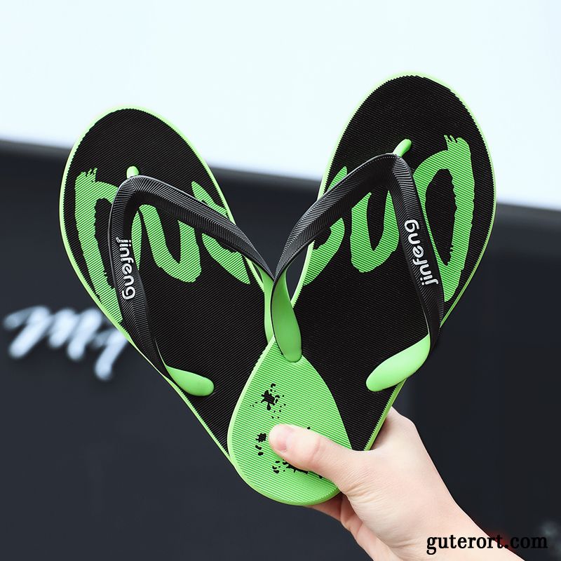 Flip Flops Herren Sommer Trend Schuhe Sandalen Neue Hausschuhe Grün Sandfarben