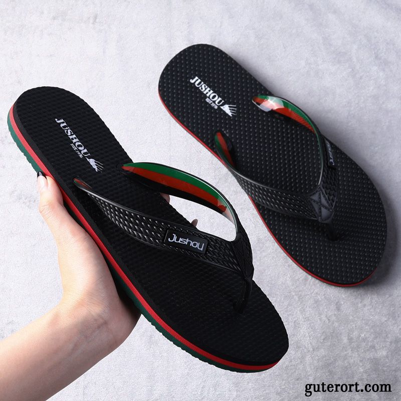 Flip Flops Herren Sommer Weiche Sohle Hausschuhe Trend Neue Mode Sandfarben Schwarz