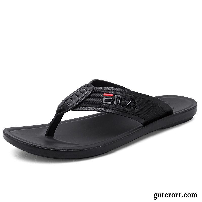 Flip Flops Herren Trend Rutschsicher Mode Persönlichkeit Hausschuhe Sandalen Sandfarben Schwarz