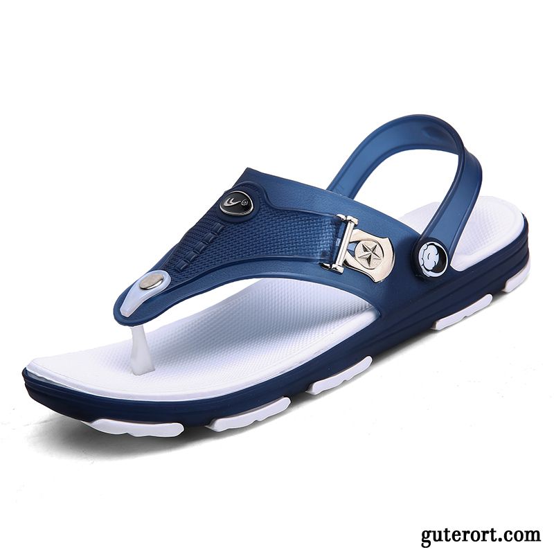 Flip Flops Herren Trend Rutschsicher Mode Sommer Sandalen Hausschuhe Sandfarben Blau