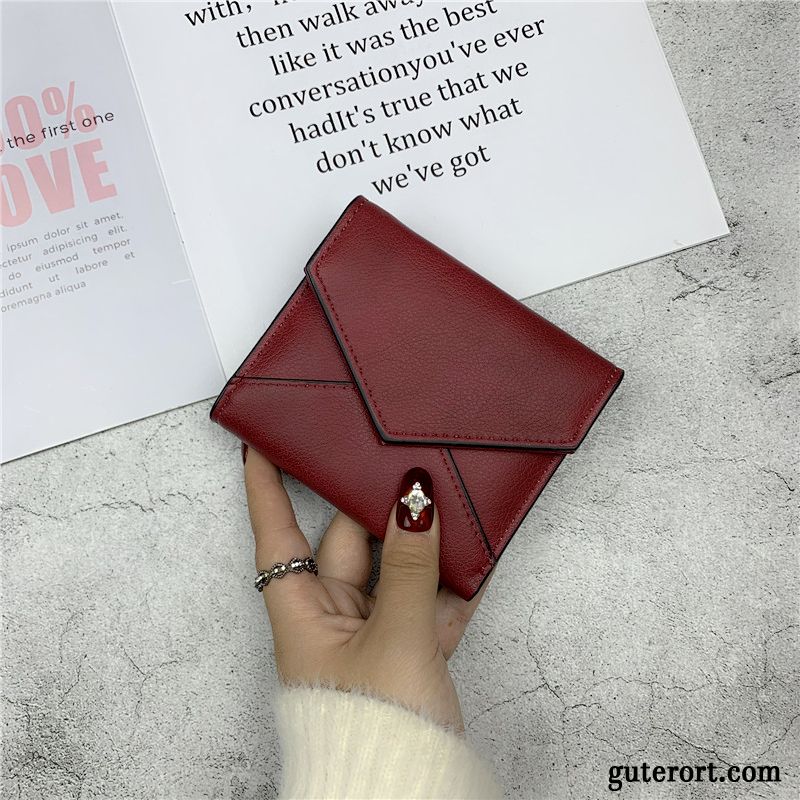 Geldbörse Damen Kurz Einfach Mini Brieftasche Neu Mode Rot