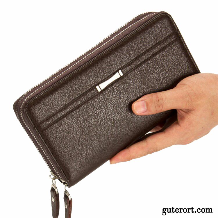 Geldbörse Herren Business Clutch Tasche Neu Reißverschluss Telefon Braun