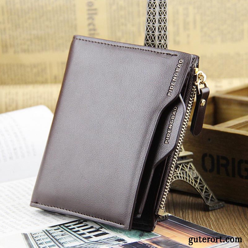 Geldbörse Herren Tasche Fahren Brieftaschen Original Vertikales Kartentaschen Braun