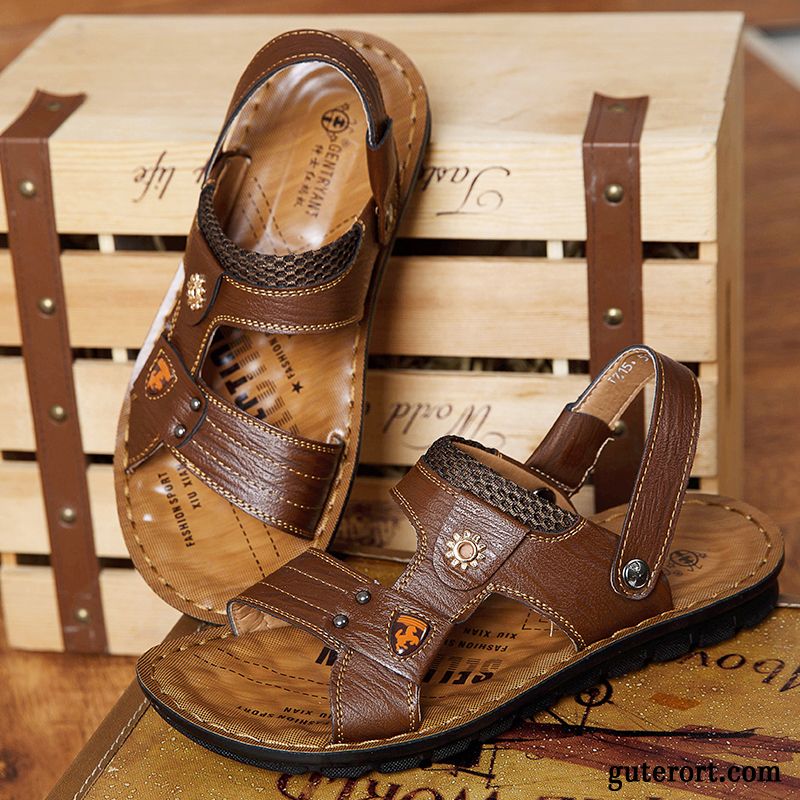 Goldene Sandaletten Herren Billig, Sandalen Wasserfest Outdoor Dunkelrot