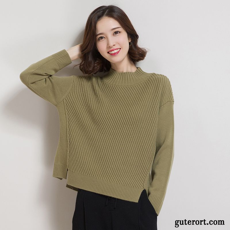 Günstige Longpullover Damen Sale, Weinroter Pullover Olivgrün