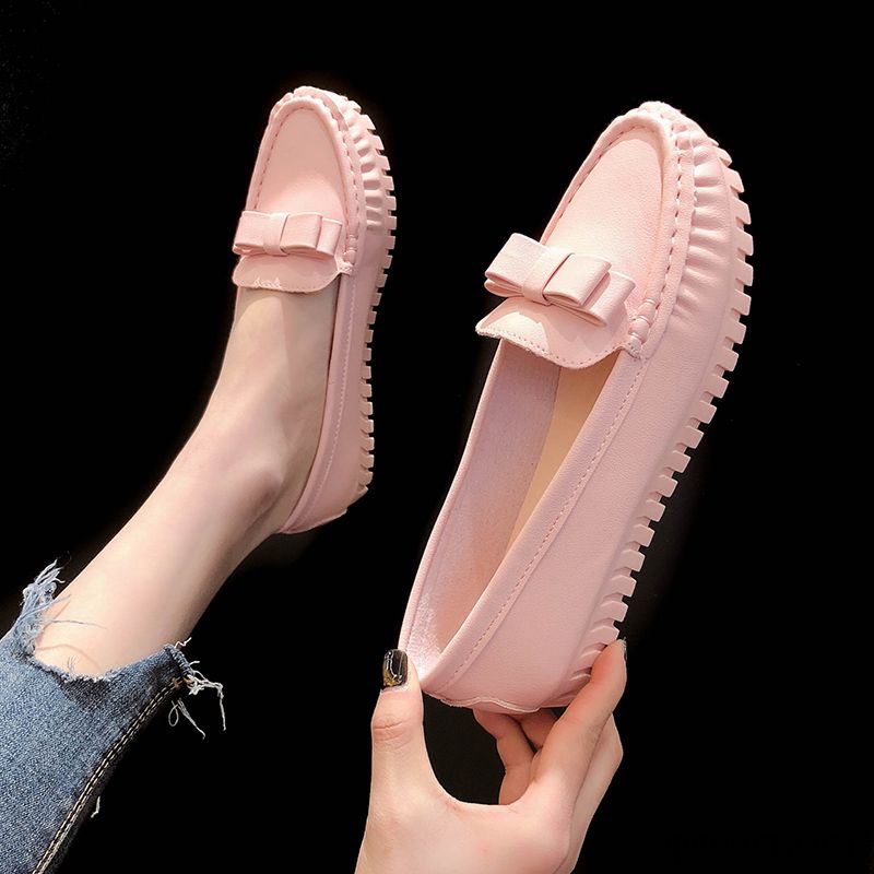 Halbschuhe Damen Flache Schnürschuhe Europa Allgleiches Casual Weiche Sohle Rosa Hell