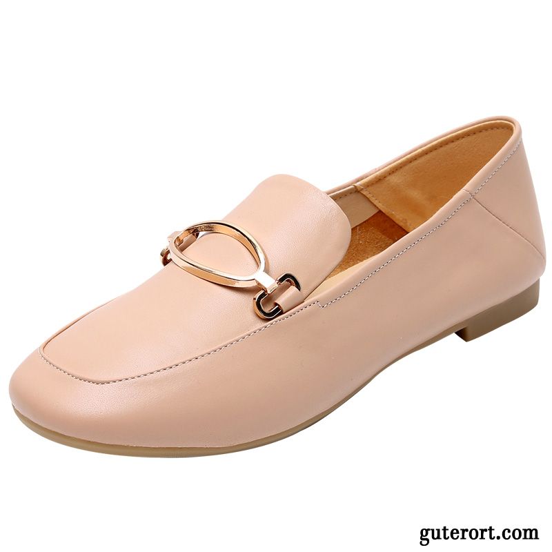 Halbschuhe Damen Slip-on Allgleiches Schnürschuhe Weiche Sohle Flache Neue Nackte Farbe